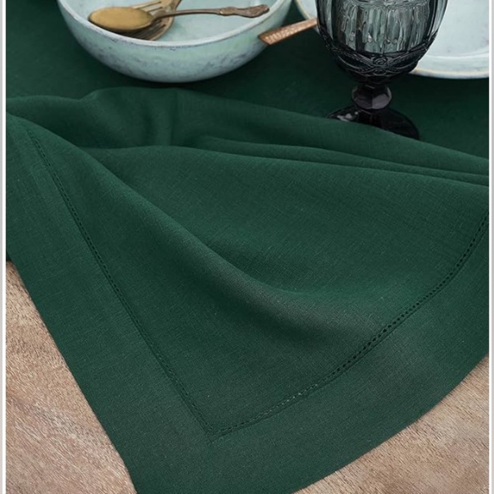 Solino Home 100% Pure linen classic hemstitch tablecloth - Picture 2 of 3